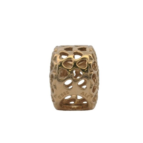 Retired Pandora 14kt Yellow Gold CZ Hearts of Gold Cut Out Spacer Charm (B) - Picture 4 of 6